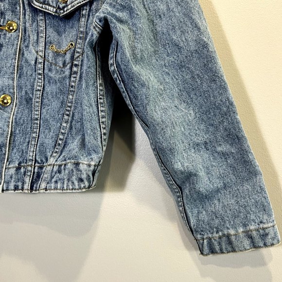 Jordache Gold 80's Vintage Light Wash Acid Jean Jacket Gold Buttons Cotton Small - Picture 2 of 10